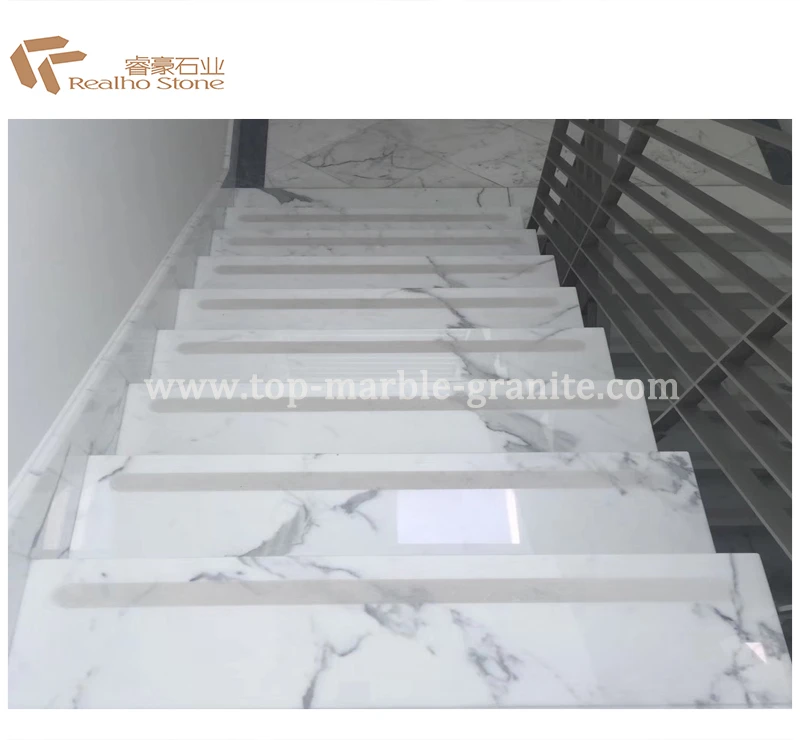 Calacatta white marble staircase