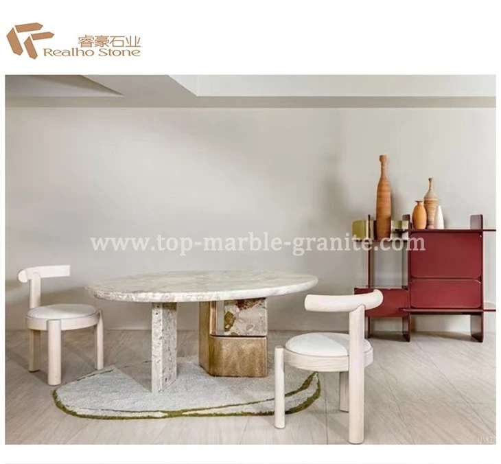 round travertine top