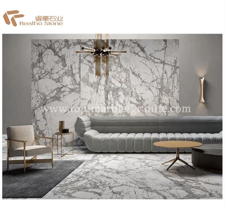 Winter River Snow Marble Slab And Bathroom Project